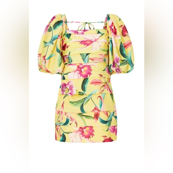 New! PatBO Laelia Flora Mini Puff Sleeve Dress 🌼🌼 size 10 - Picture 6 of 15